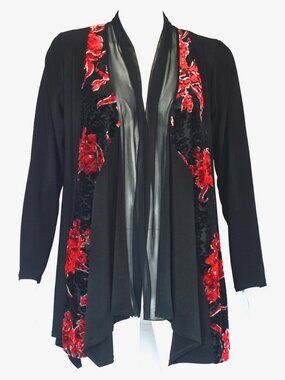 L'Atelier Evening Jacket With Embossed Red Flowers - Canada